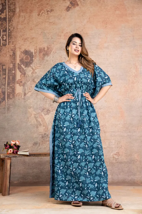 Lotus_Leaves_Blue_LoungeWear_Pure_Cotton_Kaftan