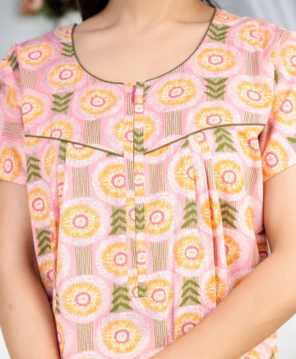 Bloom-Leaves-Peach_Discharge-Print_Pure_Cotton_NightGown