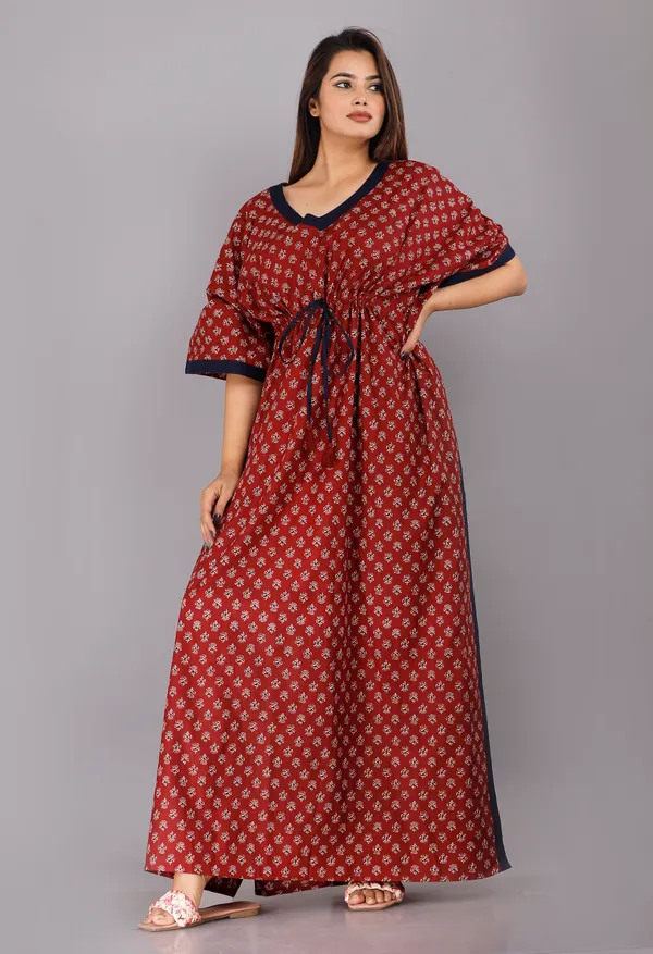 Foot_Buti_Maroon_LoungeWear_Pure_Cotton_Kaftan