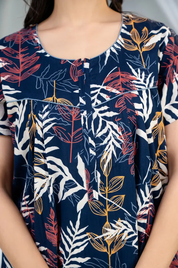 Patravali-Navy-Blue_Discharge-Print_Pure_Cotton_NightGown