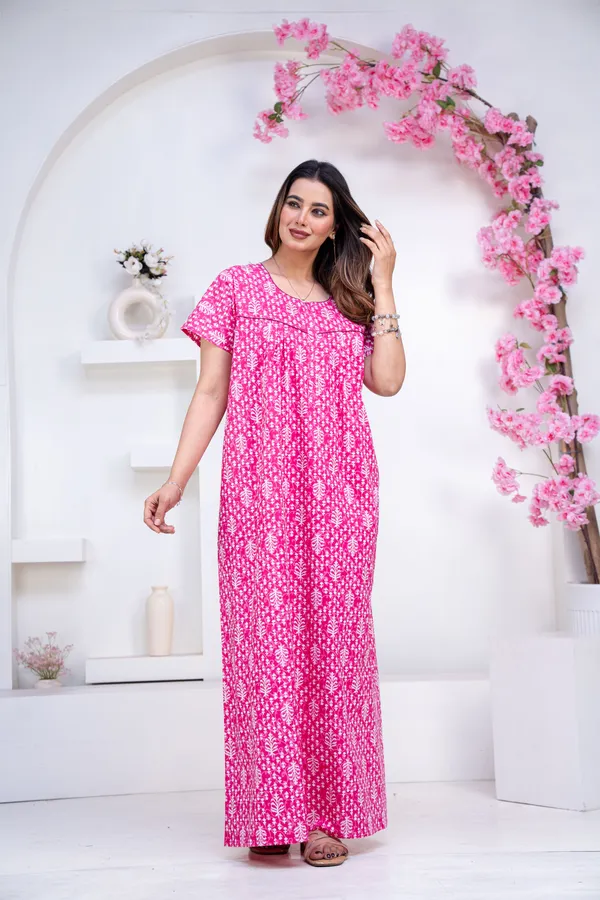 Fern-Pink_Procian-Print_Pure_Cotton_NightGown