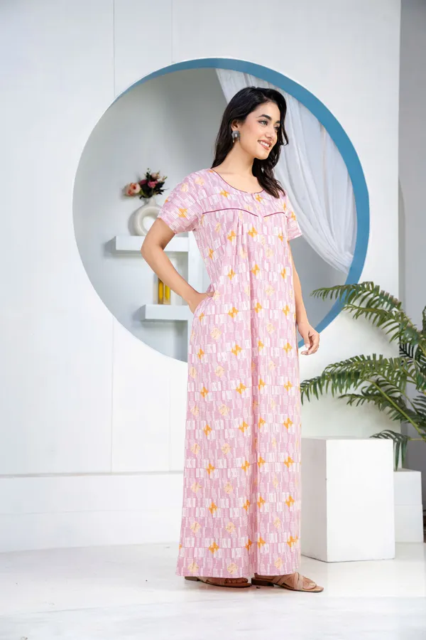 Grid-Buta-Mauve_Discharge-Print_Pure_Cotton_NightGown