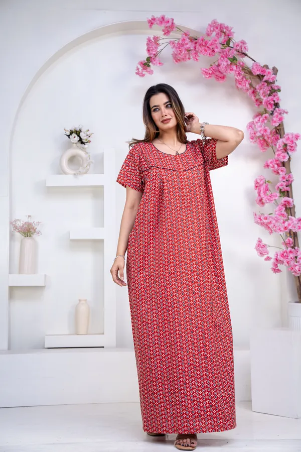 Drop-Buti-Red_Procian-Print_Pure_Cotton_NightGown
