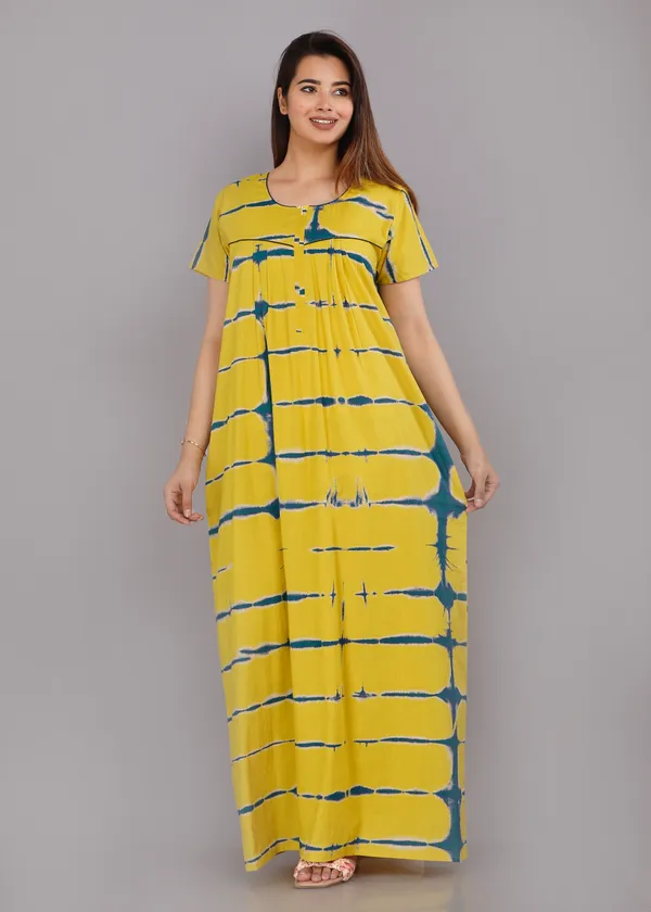 Tie-Dye-Yellow_Discharge-Print_Pure_Cotton_NightGown