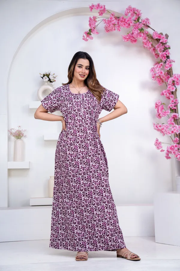 Batik-FLower-Purple_Procian-Print_Pure_Cotton_NightGown