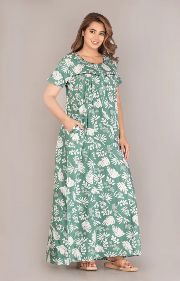 PineLeaf-Green_Procian-Print_Pure_Cotton_NightGown