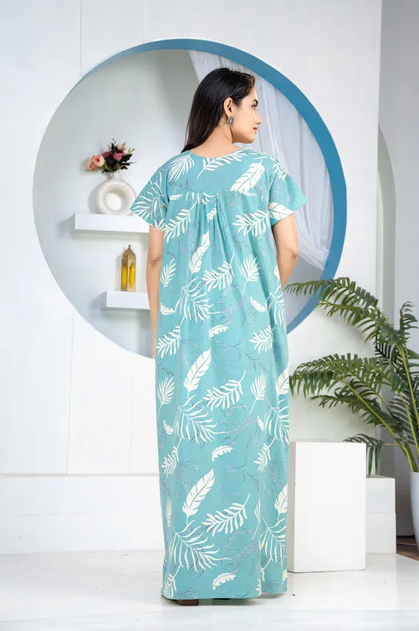 Plum-Leaf-Sea_Green_Discharge-Print_Pure_Cotton_NightGown