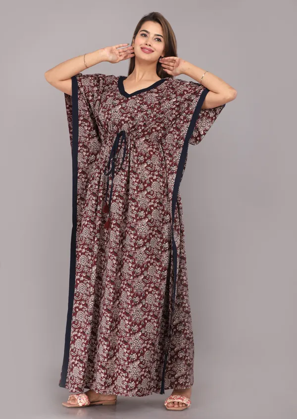 Chakra-Flower-Maroon_LoungeWear_Pure_Cotton_Kaftan