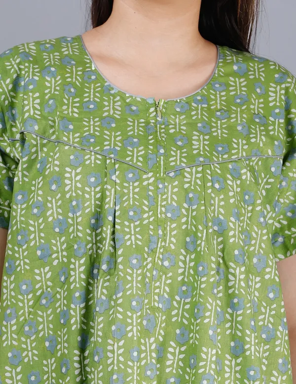 Flower-Green_Procian-Print_Pure_Cotton_NightGown