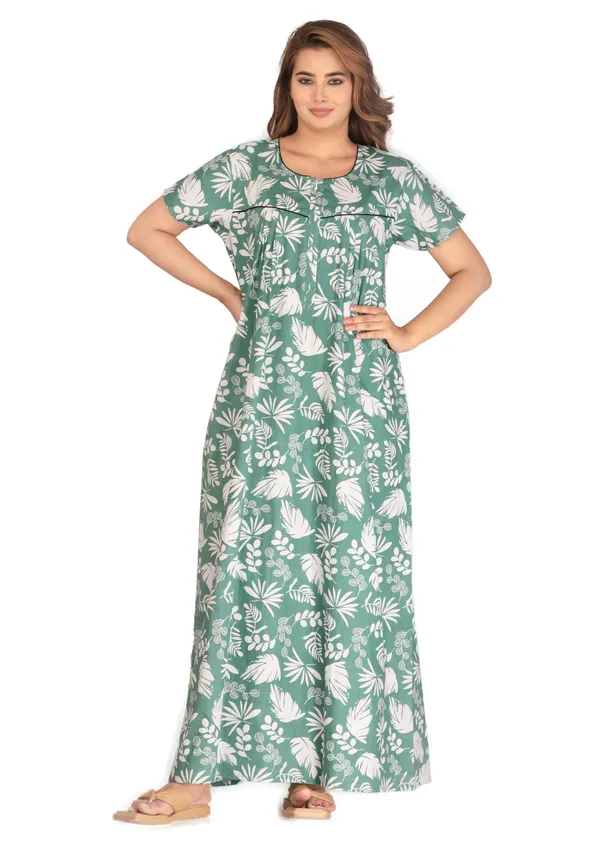 PineLeaf-Green_Procian-Print_Pure_Cotton_NightGown