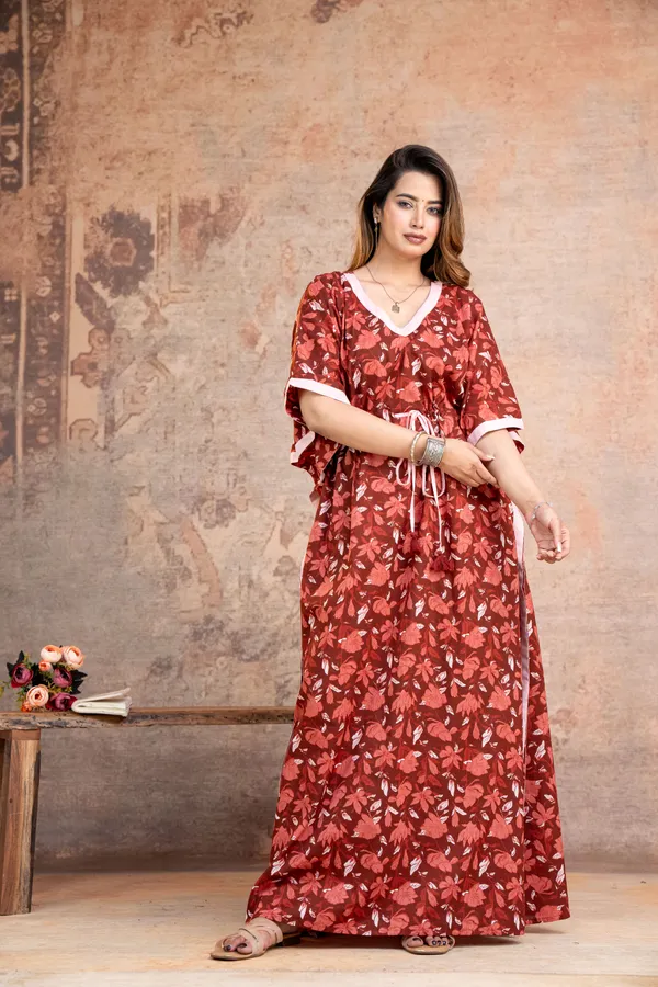 Lotus_Leaves_Maroon_LoungeWear_Pure_Cotton_Kaftan
