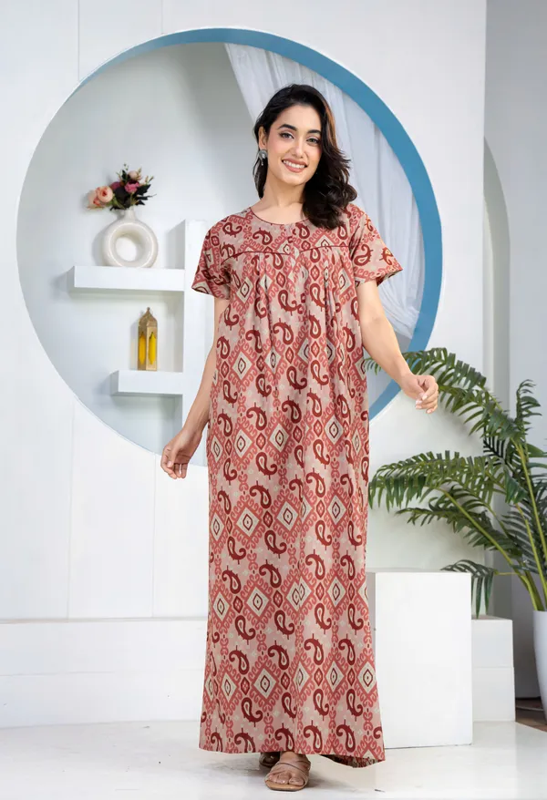 Ikkat-Kairy-Rust_Discharge-Print_Pure_Cotton_NightGown