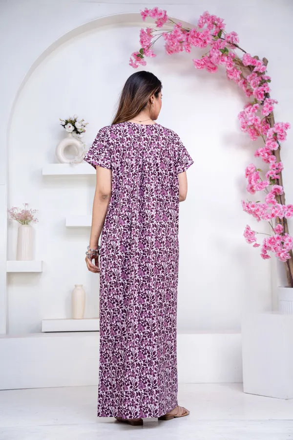 Batik-FLower-Purple_Procian-Print_Pure_Cotton_NightGown