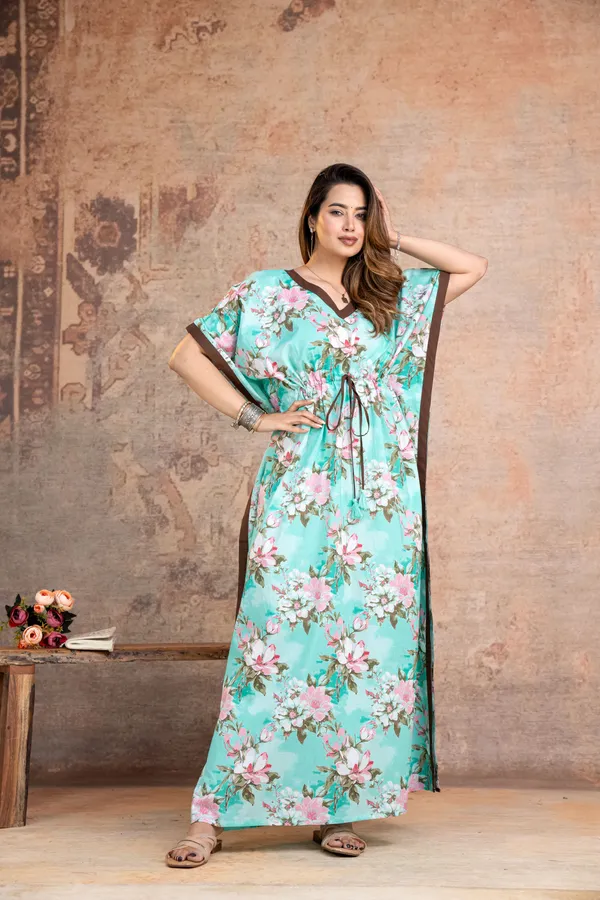 Blossam_Flower_Green_LoungeWear_Pure_Cotton_Kaftan