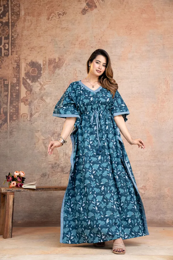 Lotus_Leaves_Blue_LoungeWear_Pure_Cotton_Kaftan