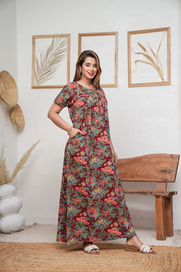 Palaash_Maroon_Discharge-Print_Pure_Cotton_NightGown