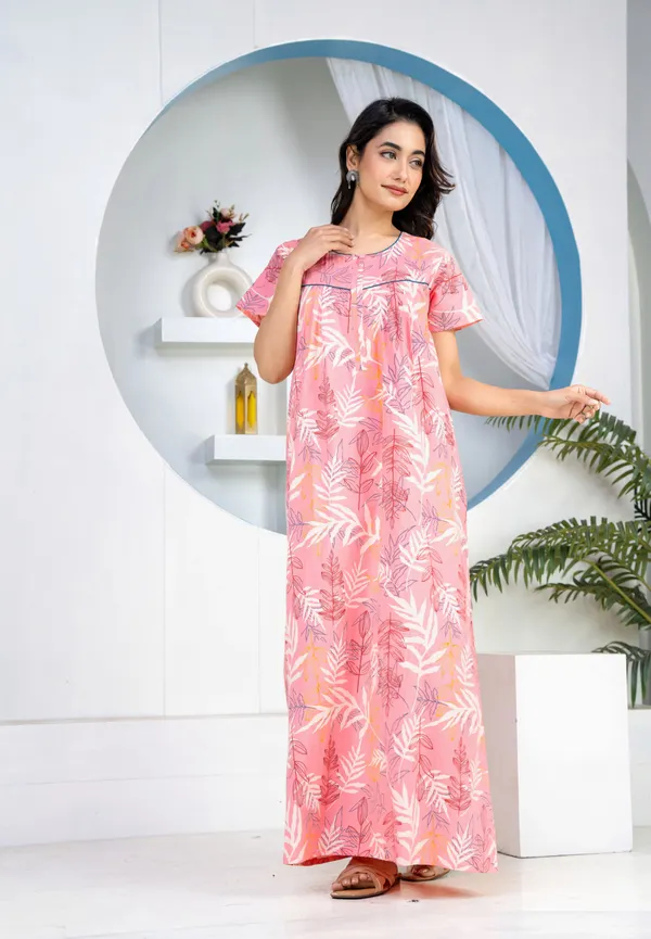Patravali-Pink_Discharge-Print_Pure_Cotton_NightGown