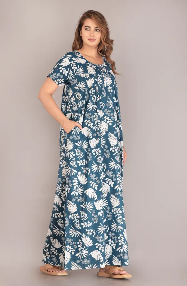 PineLeaf-Blue_Procian-Print_Pure_Cotton_NightGown