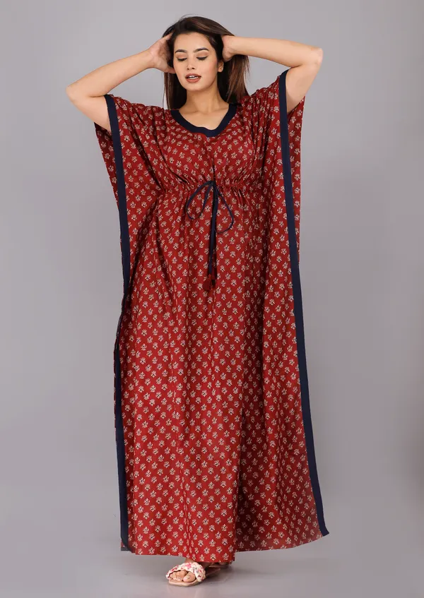 Foot_Buti_Maroon_LoungeWear_Pure_Cotton_Kaftan