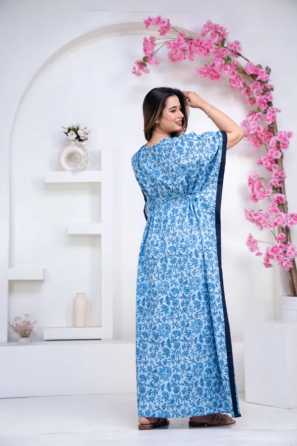 Petals_Vines_Blue_LoungeWear_Pure_Cotton_Kaftan
