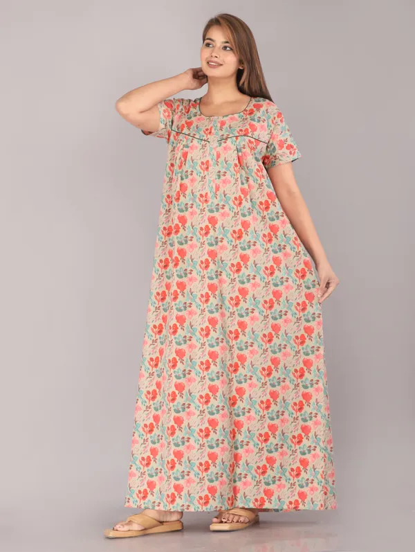 Bell_Flower-Grey_Discharge-Print_Pure_Cotton_NightGown