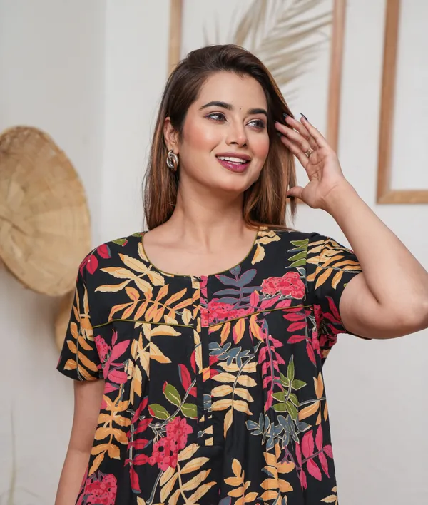 Neem_Leaves_Black_Discharge-Print_Pure_Cotton_NightGown