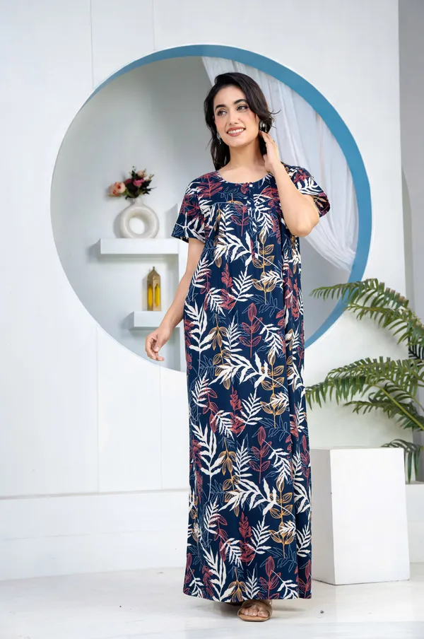 Patravali-Navy-Blue_Discharge-Print_Pure_Cotton_NightGown