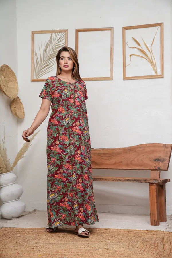 Palaash_Maroon_Discharge-Print_Pure_Cotton_NightGown