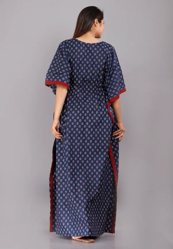 Foot_Buti_Navy_Blue_LoungeWear_Pure_Cotton_Kaftan