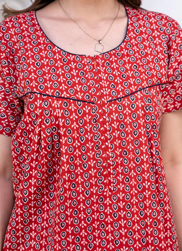 Drop-Buti-Red_Procian-Print_Pure_Cotton_NightGown