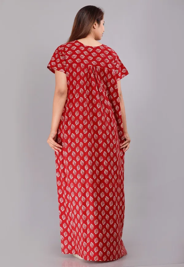 Gulmohar-Red_Procian-Print_Pure_Cotton_NightGown