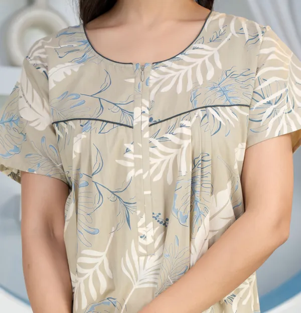 Plum-Leaf-Grey_Discharge-Print_Pure_Cotton_NightGown