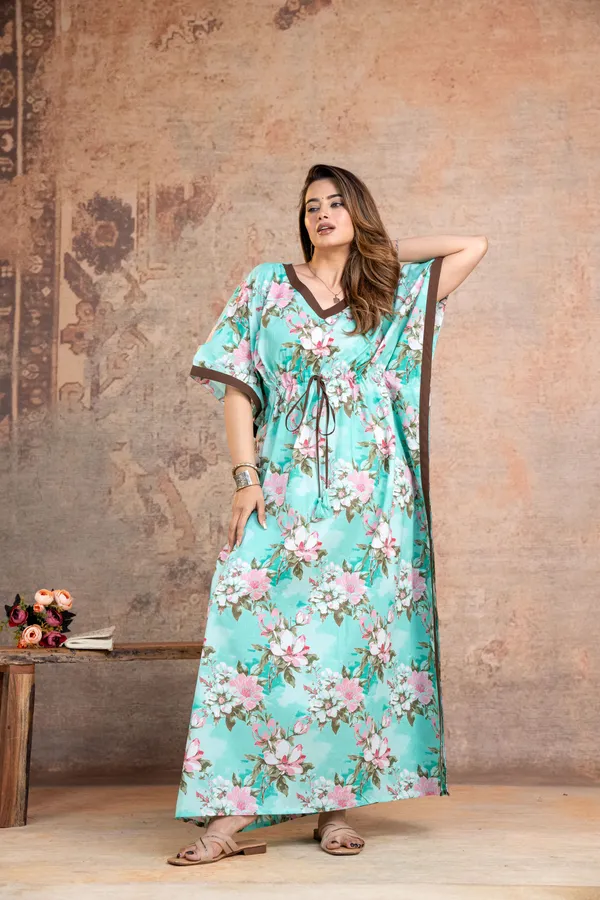 Blossam_Flower_Green_LoungeWear_Pure_Cotton_Kaftan