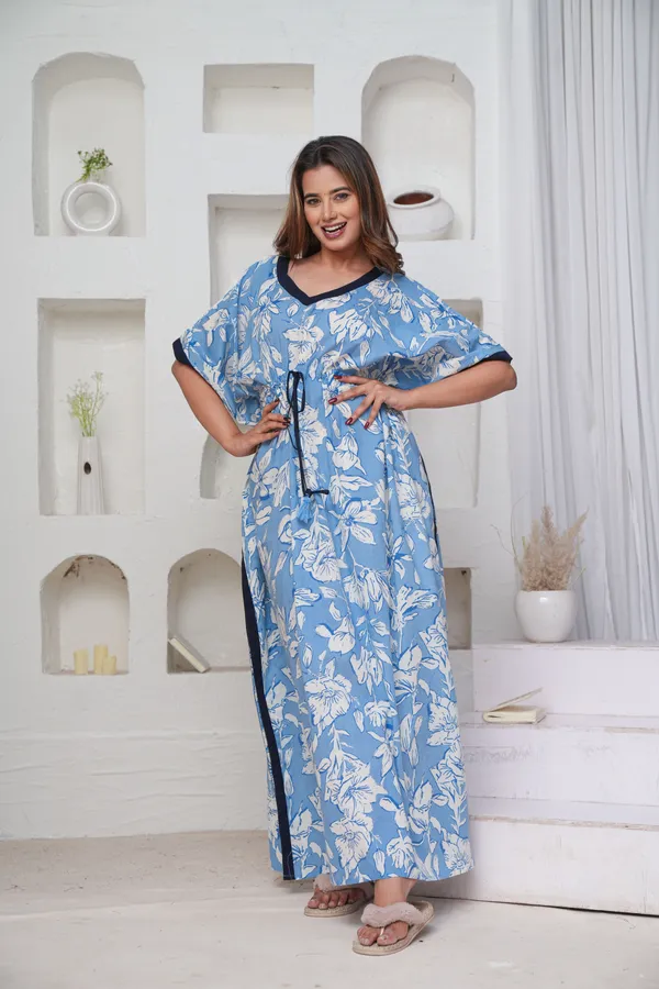 Pastel_Flower_Sky_Blue_LoungeWear_Pure_Cotton_Kaftan