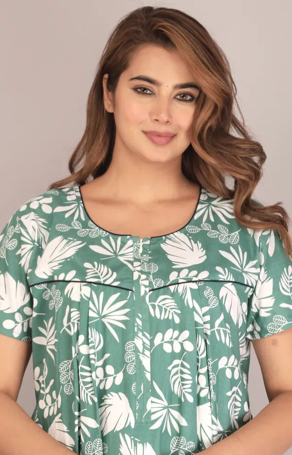 PineLeaf-Green_Procian-Print_Pure_Cotton_NightGown
