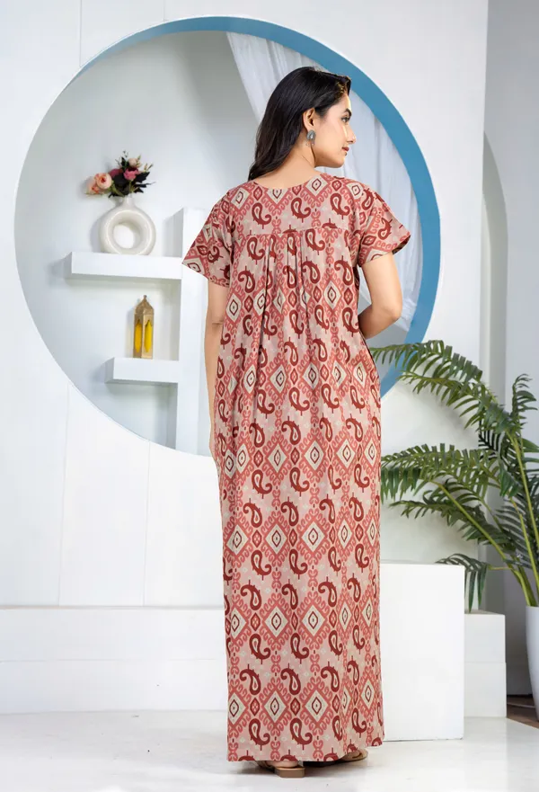 Ikkat-Kairy-Rust_Discharge-Print_Pure_Cotton_NightGown