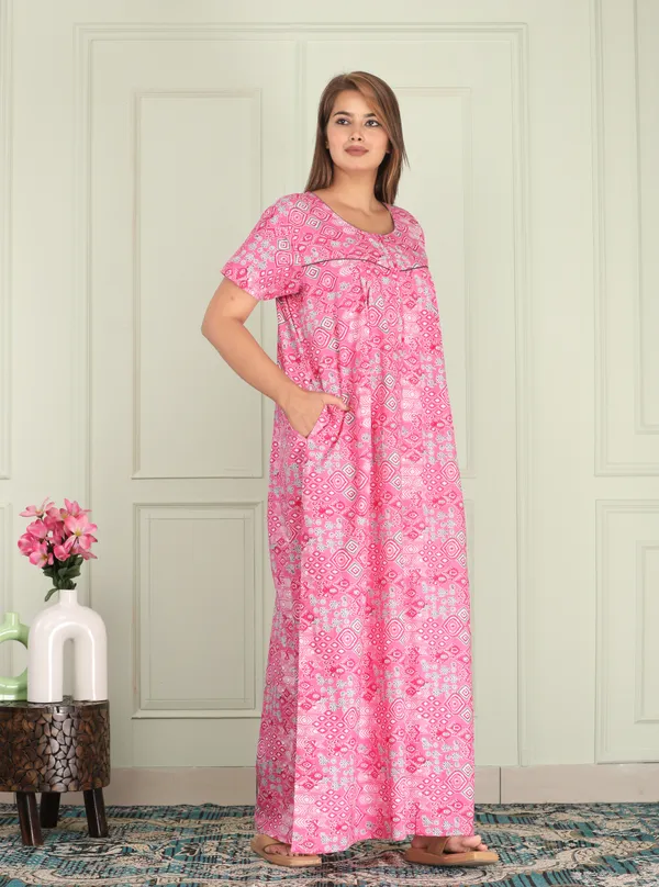 Hand-Block-Pink_Procian-Print_Pure_Cotton_NightGown