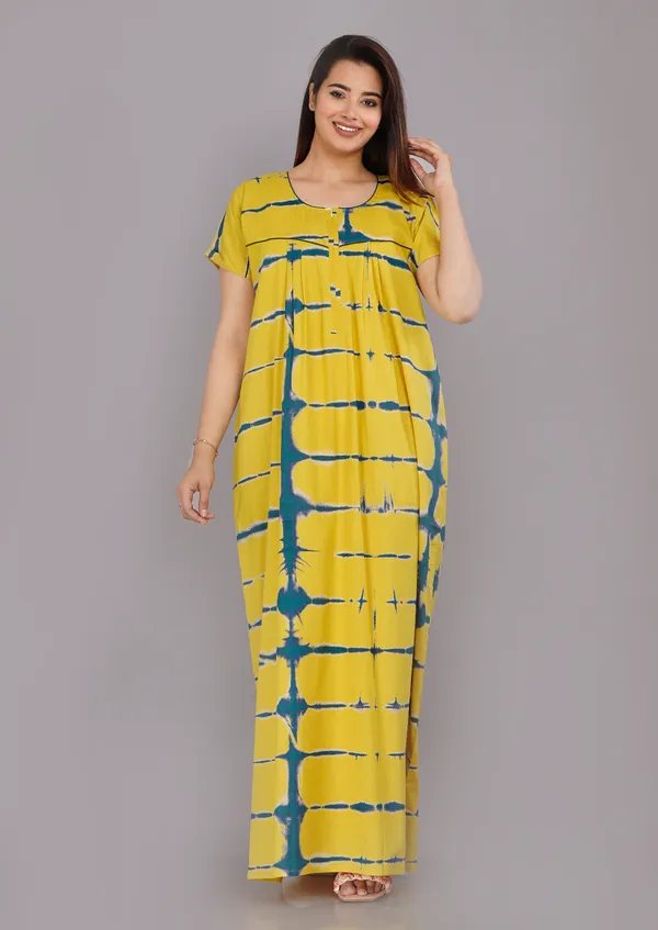 Tie-Dye-Yellow_Discharge-Print_Pure_Cotton_NightGown