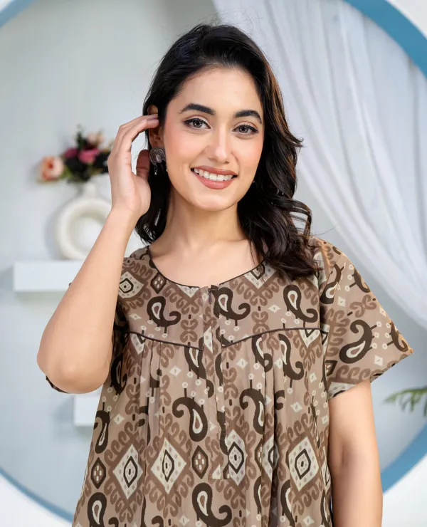 Ikkat-Kairy-Coffee_Discharge-Print_Pure_Cotton_NightGown