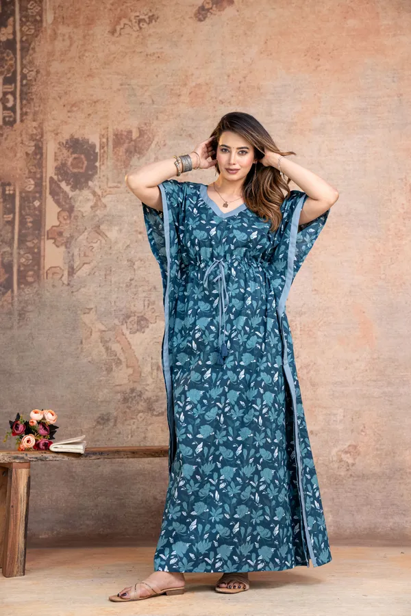 Lotus_Leaves_Blue_LoungeWear_Pure_Cotton_Kaftan