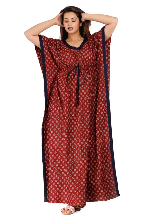 Foot_Buti_Maroon_LoungeWear_Pure_Cotton_Kaftan