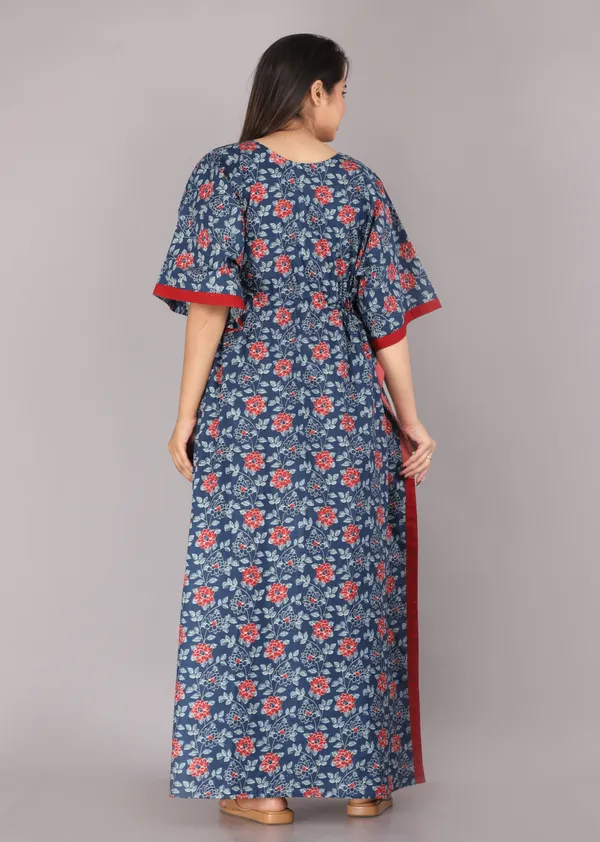 Ice_Flower-Navy_Blue_LoungeWear_Pure_Cotton_Kaftan
