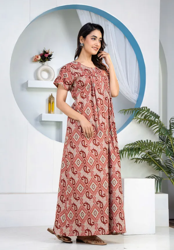Ikkat-Kairy-Rust_Discharge-Print_Pure_Cotton_NightGown