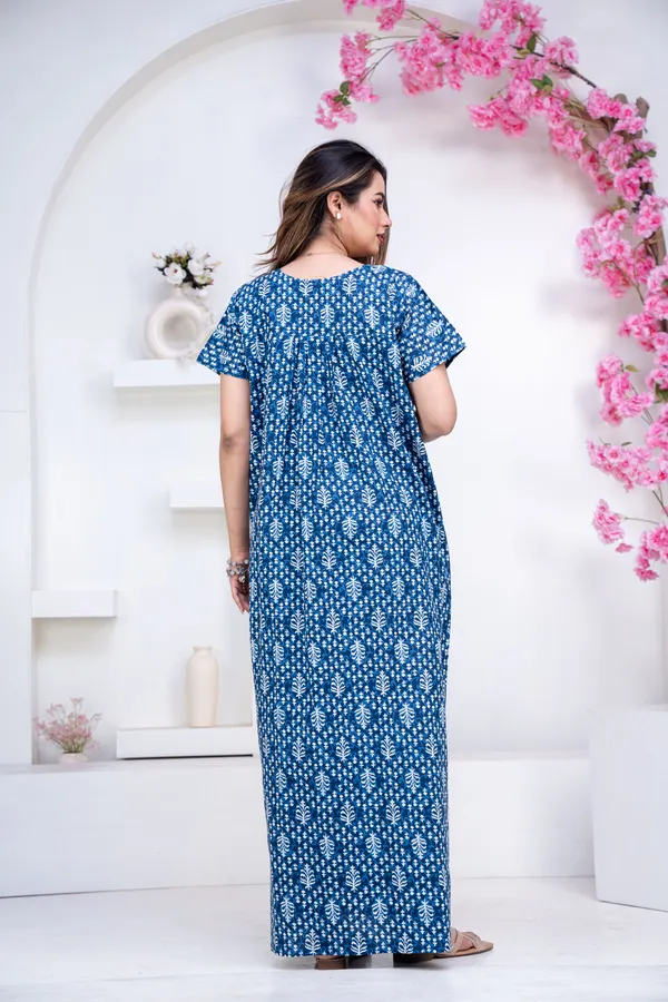 Fern-Blue_Procian-Print_Pure_Cotton_NightGown