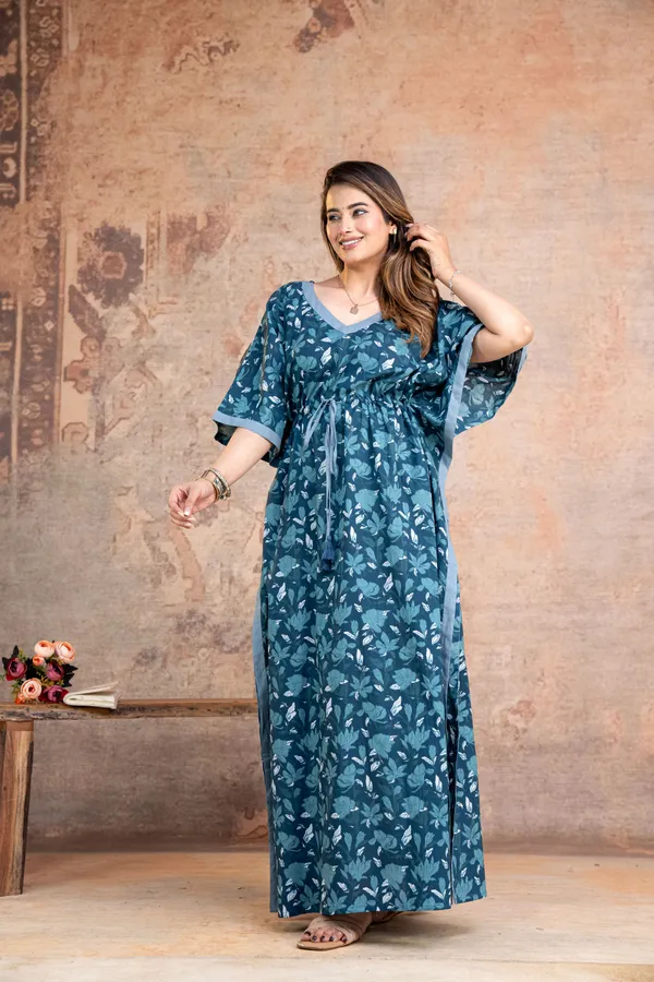 Pack_Of_2_Spray_Flower_Lounge_Wear_Pure_Cotton_Kaftan
