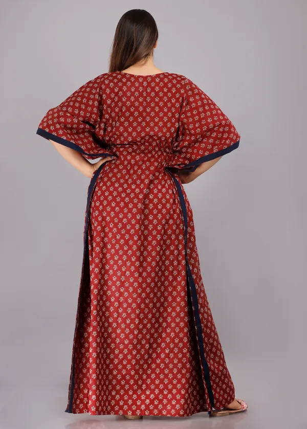 Foot_Buti_Maroon_LoungeWear_Pure_Cotton_Kaftan