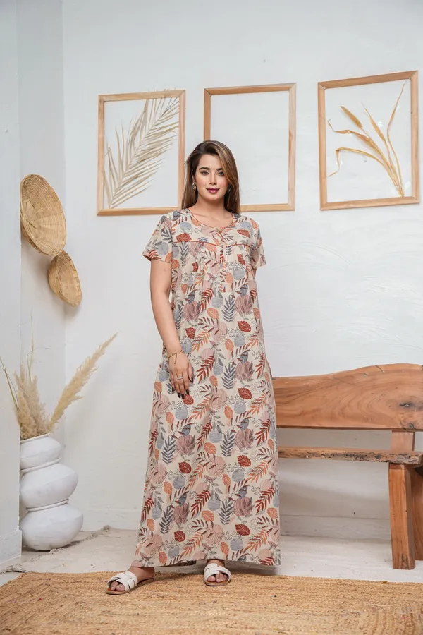 Linning_Leaves_Grey_Discharge-Print_Pure_Cotton_NightGown