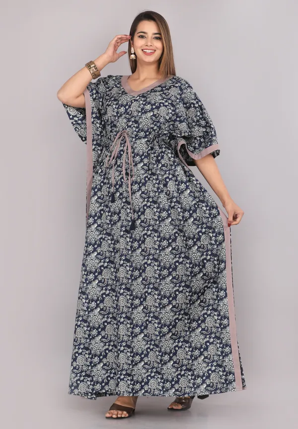 Chakra_Flower_Blue_LoungeWear_Pure_Cotton_Kaftan