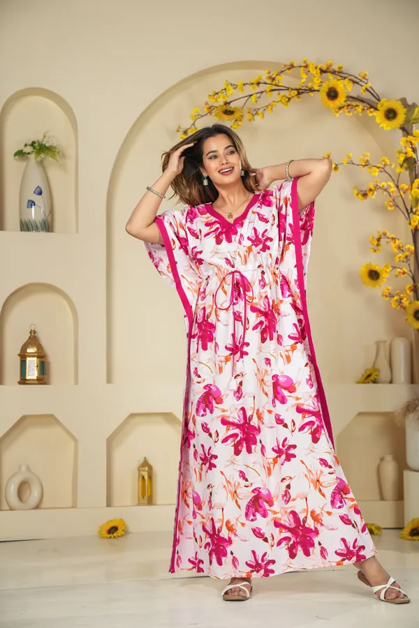 Spray_Flower_Pink_LoungeWear_Pure_Cotton_Kaftan