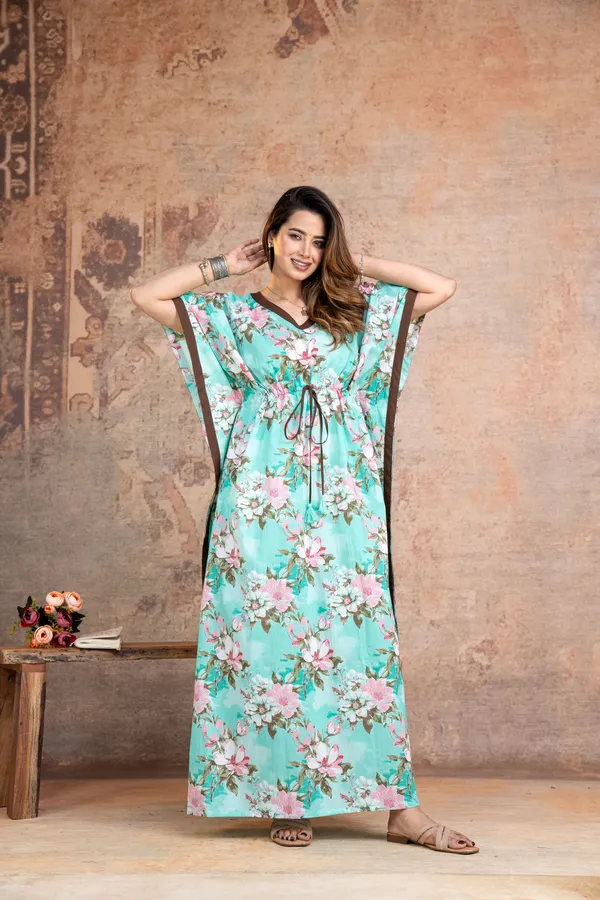 Blossam_Flower_Green_LoungeWear_Pure_Cotton_Kaftan